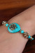 Brazalete de cuentas de resina y latón - Brazalete de colgante de resina de latón y resina turquesa