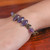 Agate beaded bracelet, 'Flutter & Balance' - High-Polished Brass and Agate Butterfly Beaded Bracelet