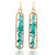 Quartz dangle earrings, 'Ocean Hues' - Statement Brass Dangle Earrings with Teal Aqua Quartz Chips
