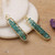 Quartz dangle earrings, 'Ocean Hues' - Statement Brass Dangle Earrings with Teal Aqua Quartz Chips