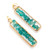 Quartz dangle earrings, 'Ocean Hues' - Statement Brass Dangle Earrings with Teal Aqua Quartz Chips