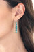 Quartz dangle earrings, 'Ocean Hues' - Statement Brass Dangle Earrings with Teal Aqua Quartz Chips
