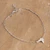 Cubic zirconia pendant anklet, 'Wings of Light' - Cubic Zirconia Silver Anklet with Butterfly-Themed Pendant