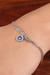 Pulsera de plata de ley con dijes - Brazalete de encanto de circonio cúbico con temática de Nazar en India hecha en India