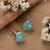 Chalcedony stud earrings, 'Tranquil Appeal' - 4-Carat Faceted Checkerboard-Shaped Chalcedony Stud Earrings