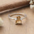 Citrine cocktail ring, 'Double Delight' - Silver Cocktail Ring with Round and Rectangular Citrine Gems