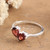 Garnet and cubic zirconia cocktail ring, 'Blazing Glam' - Pear Garnet Pave Cubic Zirconia and Silver Cocktail Ring