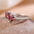 Garnet and cubic zirconia cocktail ring, 'Blazing Glam' - Pear Garnet Pave Cubic Zirconia and Silver Cocktail Ring