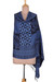 Wool shawl, 'Midnight Patches' - Patchwork Geometric and Paisley-Themed Wool Shawl in Blue