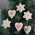 Wool felt ornaments, 'Rustic Romance' (set of 6) - 6 Embroidered Heart and Star Wool Felt Christmas Ornaments (image 2) thumbail