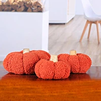 Wool and wood decorative accents, 'Pumpkin Charm' (set of 3) - Set of 3 Wool and Wood Halloween Pumpkin Decorative Accents