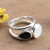 Rainbow moonstone and onyx cocktail ring, 'Glorious Unity' - High-Polished Rainbow Moonstone and Black Onyx Cocktail Ring (image 2) thumbail