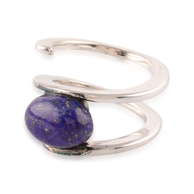 Lapis lazuli wrap ring, 'True Glory' - Birthstone Lapis Lazuli Stone and Sterling Silver Wrap Ring