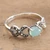 Chalcedony single stone ring, 'Gleaming Aqua' - Folk Art-Inspired Chalcedony Cabochon Single Stone Ring (image 2) thumbail