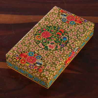 Papier mache decorative box, 'The Great Spring' - Handmade Painted Spring-Themed Papier Mache Decorative Box