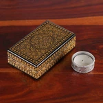 Papier mache and wood decorative box, 'Nightfall Vine' - Rectangular Painted Papier Mache Wood Leaf Decorative Box