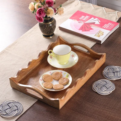 Mango wood tray, 'Wavy Taste' (small) - Hand-Carved Small-Sized Wavy Mango Wood Tray from India