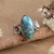 Sterling silver cocktail ring, 'Springtime Pond' - Spring-Themed Recon Turquoise Cocktail Ring Made in India