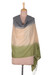 Wool shawl, 'Spring Green Dame' - Spring Green Ombre-Patterned 100% Wool Shawl from India
