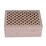 Mango wood box, 'Lattice Secrets' (large) - Trellis-Patterned Large-Sized Mango Wood Box Carved in India