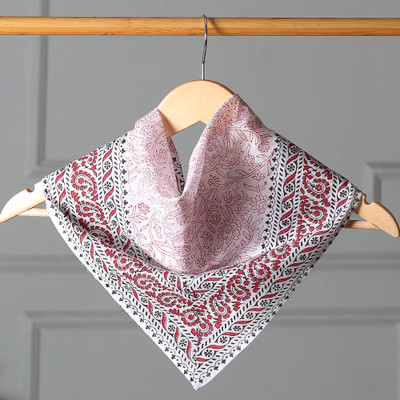 Cotton bandana, 'Paisley Foliage' - Cotton Bandana with Paisley and Vine Designs