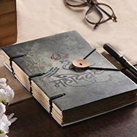 Handmade paper journal, 'Divine Mahadev' - Folk Art-Inspired 72-Page Handmade Paper Journal from India
