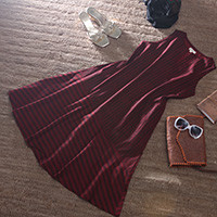 Cotton tunic dress, 'Red Summer' - Striped Asymmetrical Sleeveless Red Black Cotton Tunic Dress