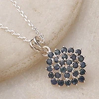 Sapphire pendant necklace, 'Harmony Nova' - High-Polished Star-Shaped Faceted Sapphire Pendant Necklace