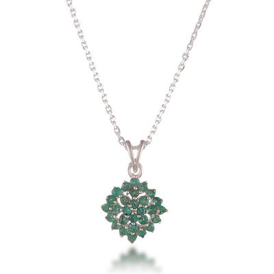 Emerald pendant necklace, 'Immortal Nova' - Star-Themed High-Polished Pendant Necklace with Emerald Gems
