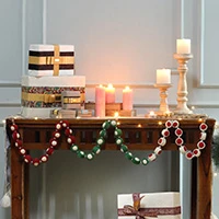 Wool felt garland, 'Dots & Joy' - Christmas-Themed 100% Wool Felt Garland Handmade in India
