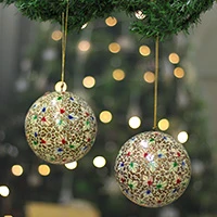 Papier mache ornaments, 'Christmas Cheers' (set of 2) - Christmas-Themed 2-Piece Painted Papier Mache Ornament Set