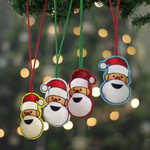 Embroidered felt ornaments, 'Smiling Claus' (set of 4) - Santa Claus-Themed 4-Piece Embroidered Felt Ornament Set