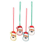 Embroidered felt ornaments, 'Smiling Claus' (set of 4) - Santa Claus-Themed 4-Piece Embroidered Felt Ornament Set