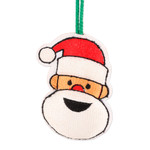 Embroidered felt ornaments, 'Smiling Claus' (set of 4) - Santa Claus-Themed 4-Piece Embroidered Felt Ornament Set