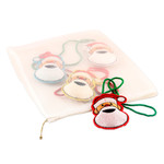 Embroidered felt ornaments, 'Smiling Claus' (set of 4) - Santa Claus-Themed 4-Piece Embroidered Felt Ornament Set