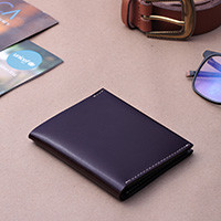 Men's leather card holder wallet, 'Dauntless Espresso' - 100% Espresso Leather Bi-Fold Card Holder Wallet for Men