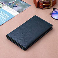 Leather wallet, 'Dark Ivy Grandeur' - Artisan-Made Dark Ivy Green 100% Leather Wallet from India