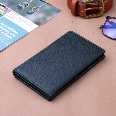 Leather wallet, 'Dark Ivy Grandeur' - Artisan-Made Dark Ivy Green 100% Leather Wallet from India
