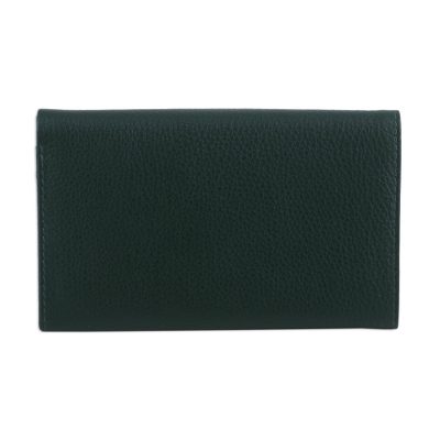 Leather wallet, 'Dark Ivy Grandeur' - Artisan-Made Dark Ivy Green 100% Leather Wallet from India