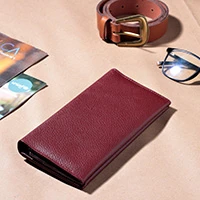 Leather clutch, 'Redwood Allure' - Redwood Brown 100% Leather Clutch with Multiple Compartments