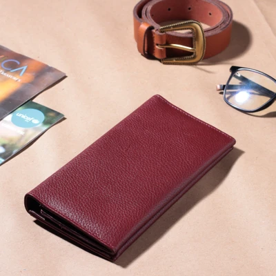 Leather clutch, 'Redwood Allure' - Redwood Brown 100% Leather Clutch with Multiple Compartments