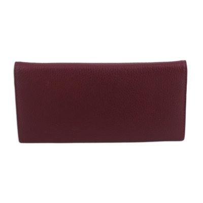 Leather clutch, 'Redwood Allure' - Redwood Brown 100% Leather Clutch with Multiple Compartments