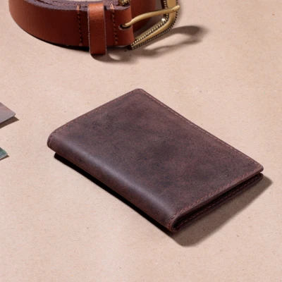 Men's leather wallet, 'Espresso Life' - Classic Solid Brown 100% Leather Bi-Fold Wallet for Men