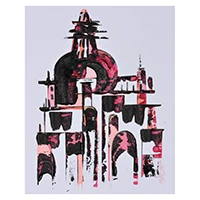 'Meditative Pathways' - Temple-Themed Abstract Architectural Acrylic Painting
