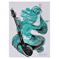 'Echoes of Serenity' - Abstract Woman and Bird-Themed Modern Acrylic Painting