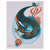 'Melody of Stillness' - Veena Musical Instrument-Themed Abstract Acrylic Painting