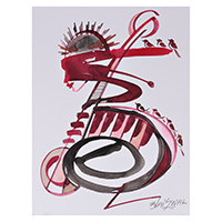 'Song of the Silent Mind' - Woman Music Bird-Themed Modern Abstract Acrylic Painting