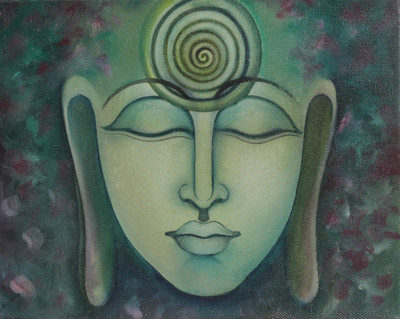 'Nirvana' - Oil Painting of Buddha Reaching Nirvana and Enlightenment