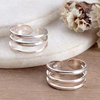 Sterling silver toe rings, 'Future Steps' - Modern High-Polished Sterling Silver Toe Rings from India