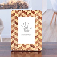 Wood photo frame, 'Chevron Times' (4x6) - Chevron-Patterned Handmade 4x6 Wood and Glass Photo Frame